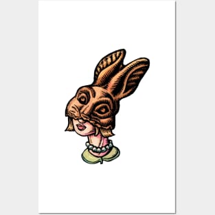 Woman Wearing Chocolate Rabbit Head Posters and Art